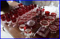 Ruby Glassware Collection Over 50 Pieces, Including Bowls, Carafe, And More