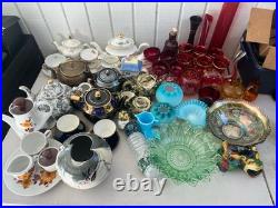 Ruby Red glassware! Teapots! Crackled Glass! 60+ pieces! Vintage