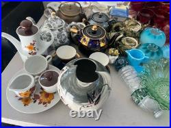 Ruby Red glassware! Teapots! Crackled Glass! 60+ pieces! Vintage