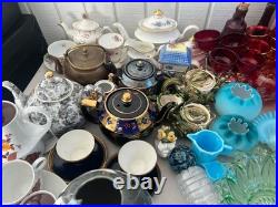 Ruby Red glassware! Teapots! Crackled Glass! 60+ pieces! Vintage