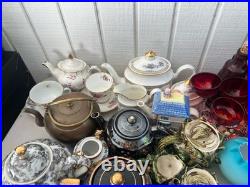 Ruby Red glassware! Teapots! Crackled Glass! 60+ pieces! Vintage