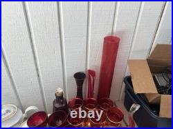 Ruby Red glassware! Teapots! Crackled Glass! 60+ pieces! Vintage