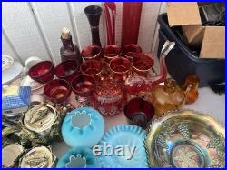Ruby Red glassware! Teapots! Crackled Glass! 60+ pieces! Vintage