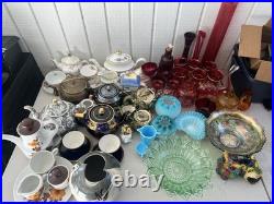 Ruby Red glassware! Teapots! Crackled Glass! 60+ pieces! Vintage