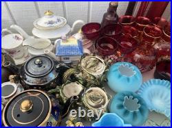 Ruby Red glassware! Teapots! Crackled Glass! 60+ pieces! Vintage