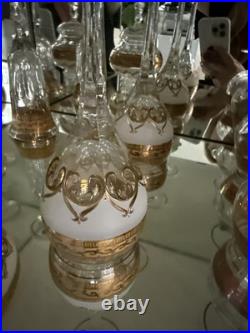 Russian Authentic Gilded Crystal Handmade Set of 20 Pieces Glassware