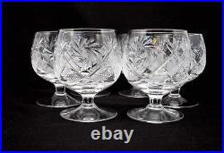 Russian European Cut Crystal Brandy Cognac Snifters, Glassware, Set of 6