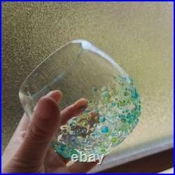 Ryukyu Glass Cup Set of 2 Okinawa Japanese Blue Crystal Glassware Made in Japan
