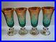 SC Line Italy Gold Encrusted Bouquest Green Crystal Glasses Set of 4