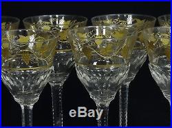 SET 10 VINTAGE 50's VAL St LAMBERT CRYSTAL PAMPRE D'Or GRAPES WINE GLASS 5 5/8
