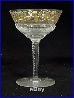 SET 11 VINTAGE 50's VAL St LAMBERT CRYSTAL PAMPRE D'Or GRAPES CHAMPAGNE GLASS