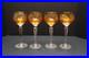 SET 4 BOHEMIAN CZECH CUT TO CLEAR CRYSTAL Hock Wine GLASSES Goblets Amber 8.5