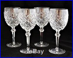 SET 4 VINTAGE WATERFORD IRELAND GLASS CRYSTAL POWERSCOURT Water Goblets 7 5/8