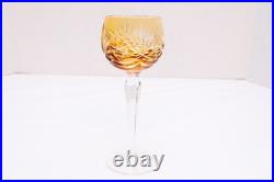 SET 5 BOHEMIAN CZECH CUT TO CLEAR CRYSTAL Hock Wine GLASSES Goblets Multicolor
