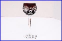 SET 5 BOHEMIAN CZECH CUT TO CLEAR CRYSTAL Hock Wine GLASSES Goblets Multicolor