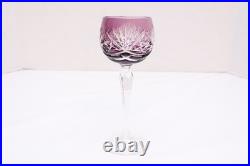 SET 5 BOHEMIAN CZECH CUT TO CLEAR CRYSTAL Hock Wine GLASSES Goblets Multicolor
