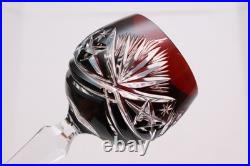 SET 5 BOHEMIAN CZECH CUT TO CLEAR CRYSTAL Hock Wine GLASSES Goblets Multicolor