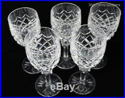 SET 5 Signed Waterford Cut Crystal Powerscourt Art Glass Claret Wine Goblets SMB