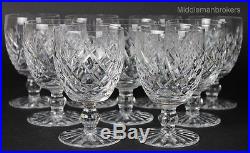 SET 9 Signed Waterford Cut Crystal Boyne 5 1/8 Art Glass Cut Foot Water Goblets