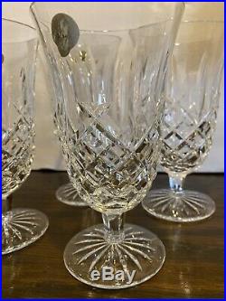 SET FOUR (4) IN BOX ARAGLIN WATERFORD FOOTED ICE TEA or PARFAIT CRYSTAL GLASSES