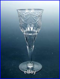 SET Intaglio Engraved Antique Cut Crystal Champagne Flutes Sinclaire Hawkes Webb