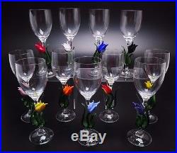 SET OF 11 HAND BLOWN CRYSTAL SCHOTT ZWEISEL GLASSES WITH TULIP STEMS