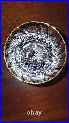 SET OF 12! Royal Doulton Crystal Wine Water Goblet Glass Hand Blown Swirl withGold