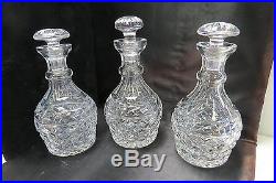 SET OF 3 WATERFORD CRYSTAL DECANTERS 9.5 TALL