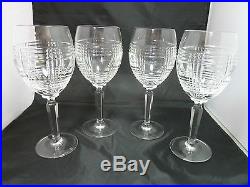 SET OF 4 Ralph Lauren GLEN PLAID Lead Crystal Water Glasses 8 3/4