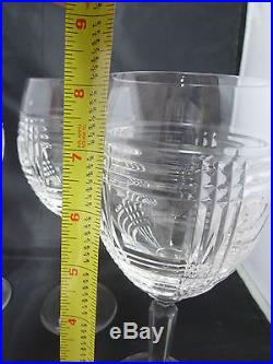 SET OF 4 Ralph Lauren GLEN PLAID Lead Crystal Wine Glasses 8 1/4