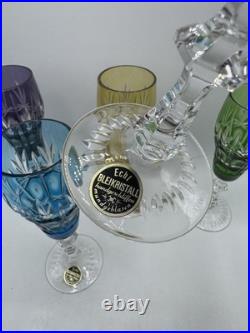 SET OF 5 BLEIKRISTALL HANDGESCHLIFFEN CUT TO CLEAR CRYSTAL CHAMPAGNE Colored