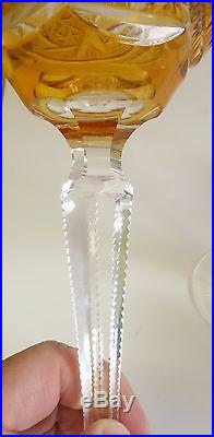 SET OF 6 Bohemian CUT CRYSTAL WINE GLASSES HOCK Mundgeblasen Echt Bleikristall