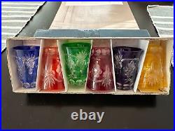 SET OF 6 Handmade CRISTAL MULTICOLORED Shot Glasses MADE IN POLAND NEW