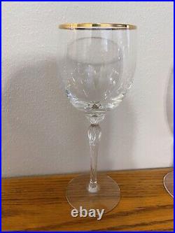 SET OF 6 Lenox Monroe Water Goblets Crystal Glass Gold Trim 8 1/2