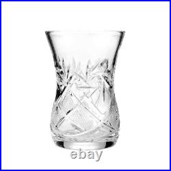 SET OF 6 Turkish Tea Glasses Teacups, Hand-cut Belarus Crystal Armudu Cup 100 ml