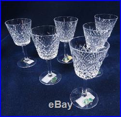 Set Of 6 Waterford Crystal Alana Pattern Clear Cut Claret 5 7/8 Wine Glasses