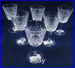 Set Of 6 Waterford Crystal Alana Pattern Clear Cut Claret 5 7/8 Wine Glasses