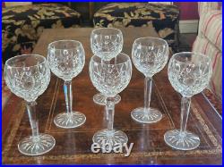 SET OF 6 Waterford Lismore Crystal Hock Balloon Wine Glasses 8oz