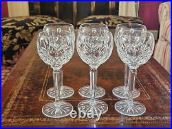 SET OF 6 Waterford Lismore Crystal Hock Balloon Wine Glasses 8oz