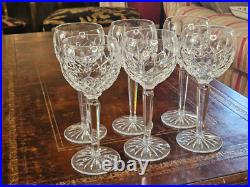 SET OF 6 Waterford Lismore Crystal Hock Balloon Wine Glasses 8oz