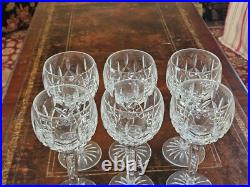 SET OF 6 Waterford Lismore Crystal Hock Balloon Wine Glasses 8oz