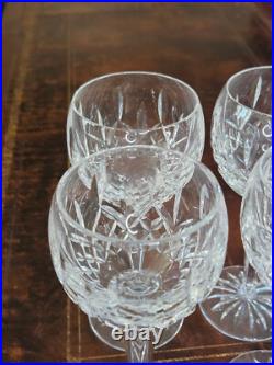 SET OF 6 Waterford Lismore Crystal Hock Balloon Wine Glasses 8oz