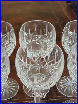 SET OF 6 Waterford Lismore Crystal Hock Balloon Wine Glasses 8oz