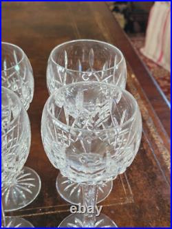 SET OF 6 Waterford Lismore Crystal Hock Balloon Wine Glasses 8oz