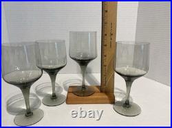 SET OF 8 MCM Orrefors Crystal Rhapsody Smoke Claret Wine Glasses 6 1/8 inches