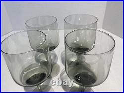 SET OF 8 MCM Orrefors Crystal Rhapsody Smoke Claret Wine Glasses 6 1/8 inches