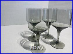 SET OF 8 MCM Orrefors Crystal Rhapsody Smoke Claret Wine Glasses 6 1/8 inches