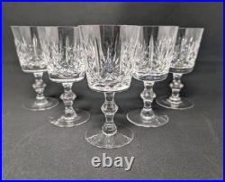 SET OF FIVE! 5 3/8 White Wine Glasses CUT CRYSTAL Edinburgh Fan Diamond Goblet