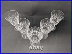 SET OF FIVE! 5 3/8 White Wine Glasses CUT CRYSTAL Edinburgh Fan Diamond Goblet