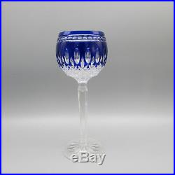 SET OF SIX Waterford Crystal CLARENDON COBALT Hock Wine Glasses